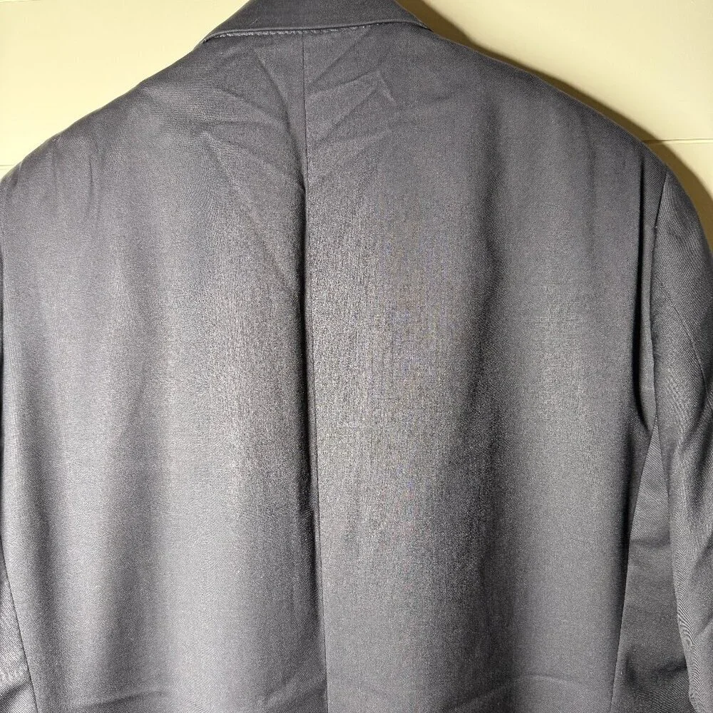 Austin Reed Mens Dillards Blue Worsted Wool Blazer Jacket 48R Gold Buttons